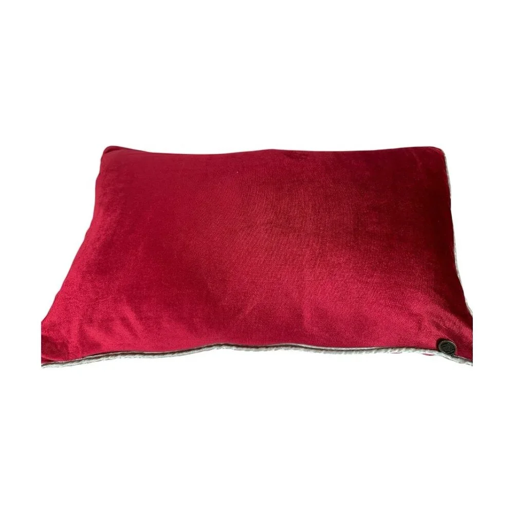 Pier 1 Imports Christmas Pillow Red Velvet Silver Snowflake Holiday Deco